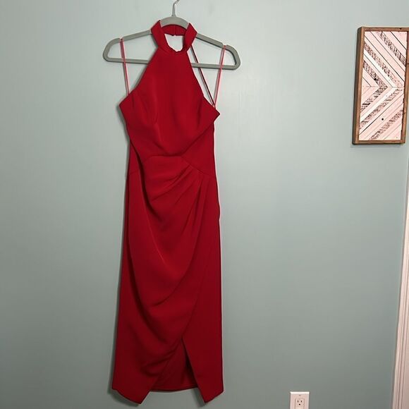 C/Meo Collective Women's Caliber Halter Drape Front Sheath Midi Dress NWT - Picture 3 of 11